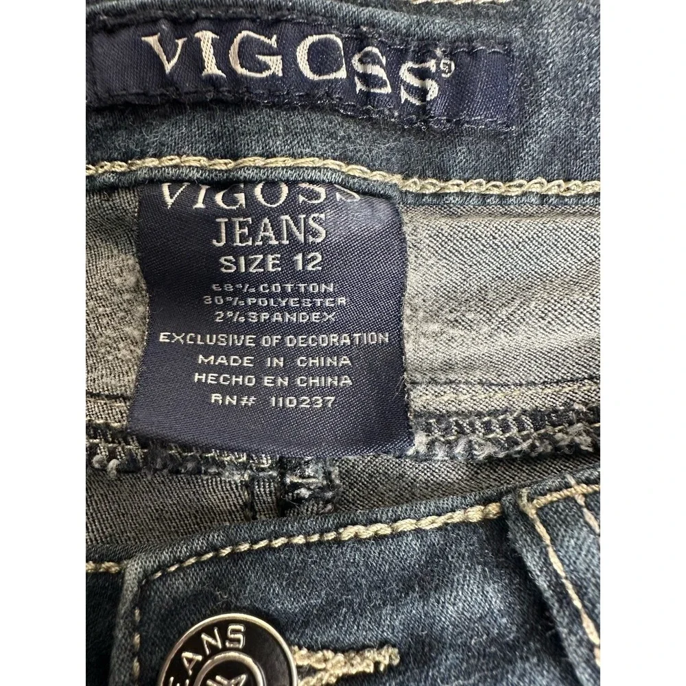 Vigoss Skinny Jeans Girls 12 Dark‎ Wash Stretch Denim Blue School 5-Pocket
